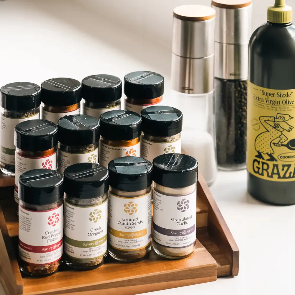A well seasoned stay, full spice kits and all the seasonings provided by sustainably sourced and fair traded, Savory Spice.