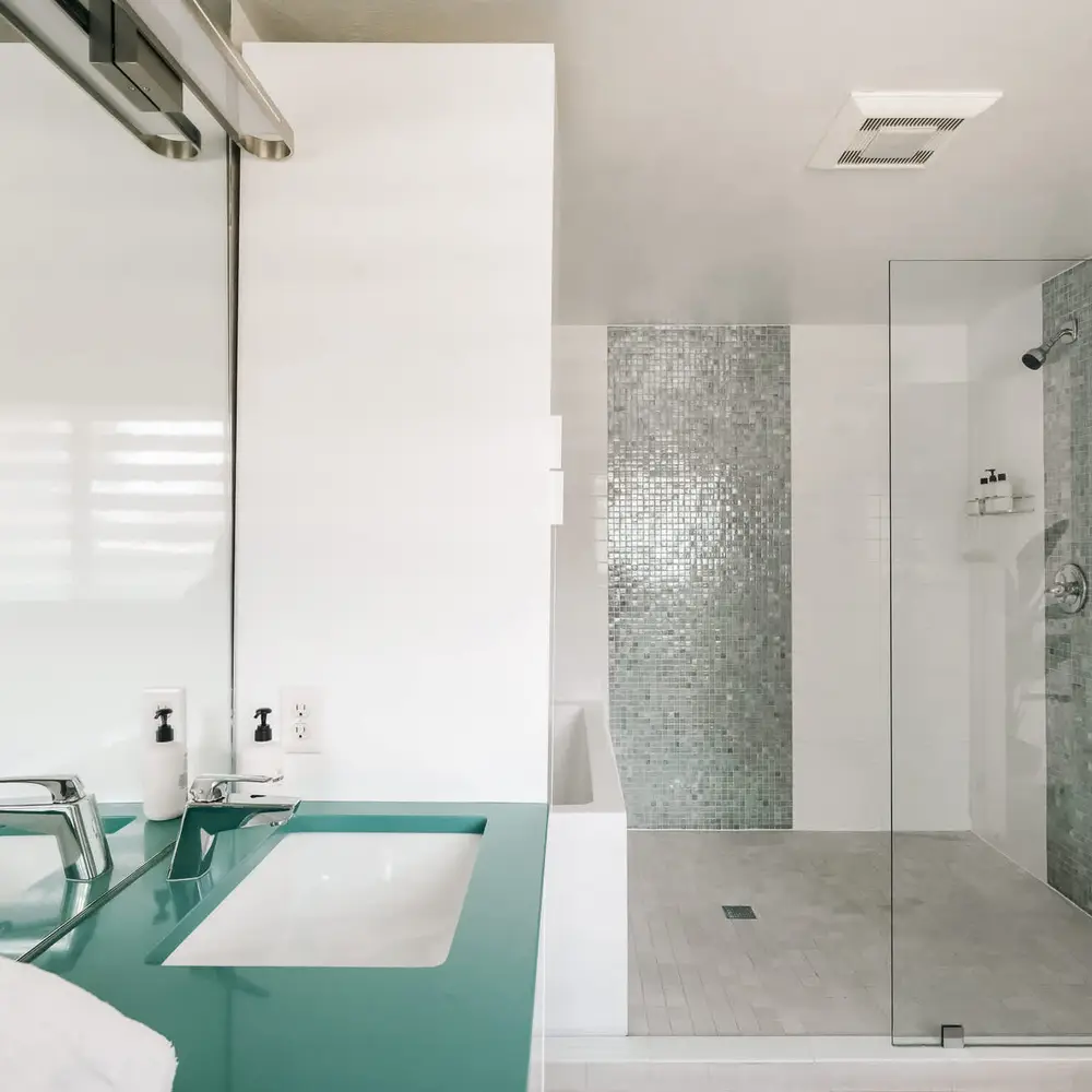 En suite bathroom has heated floors