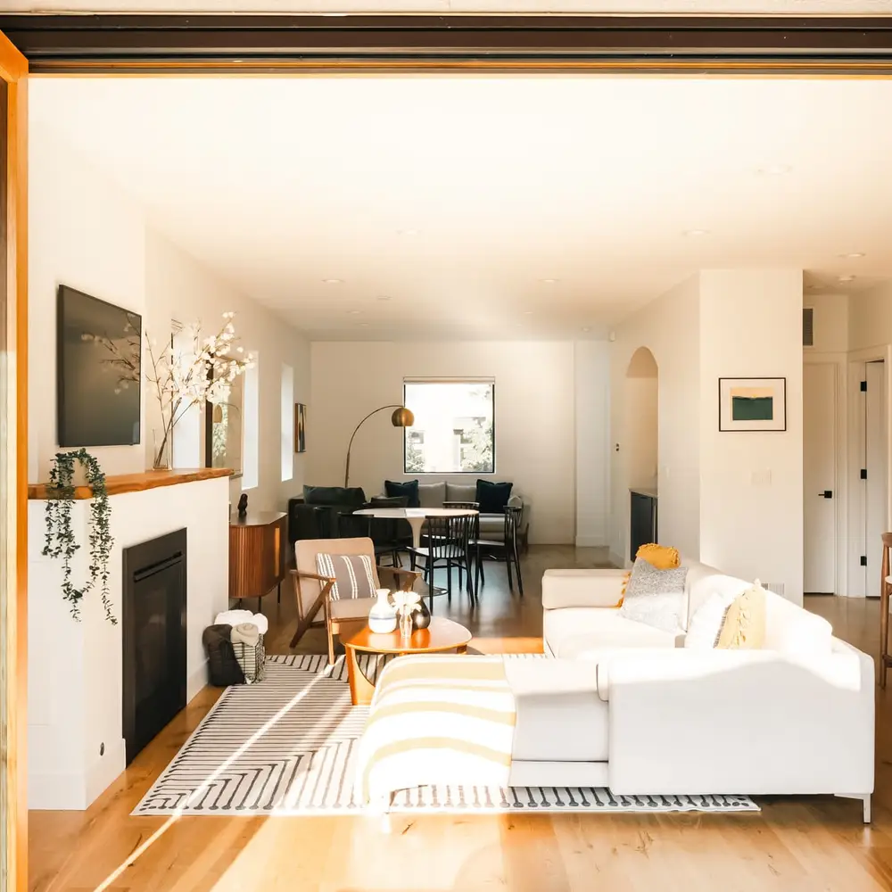 Looking into living area from covered patio