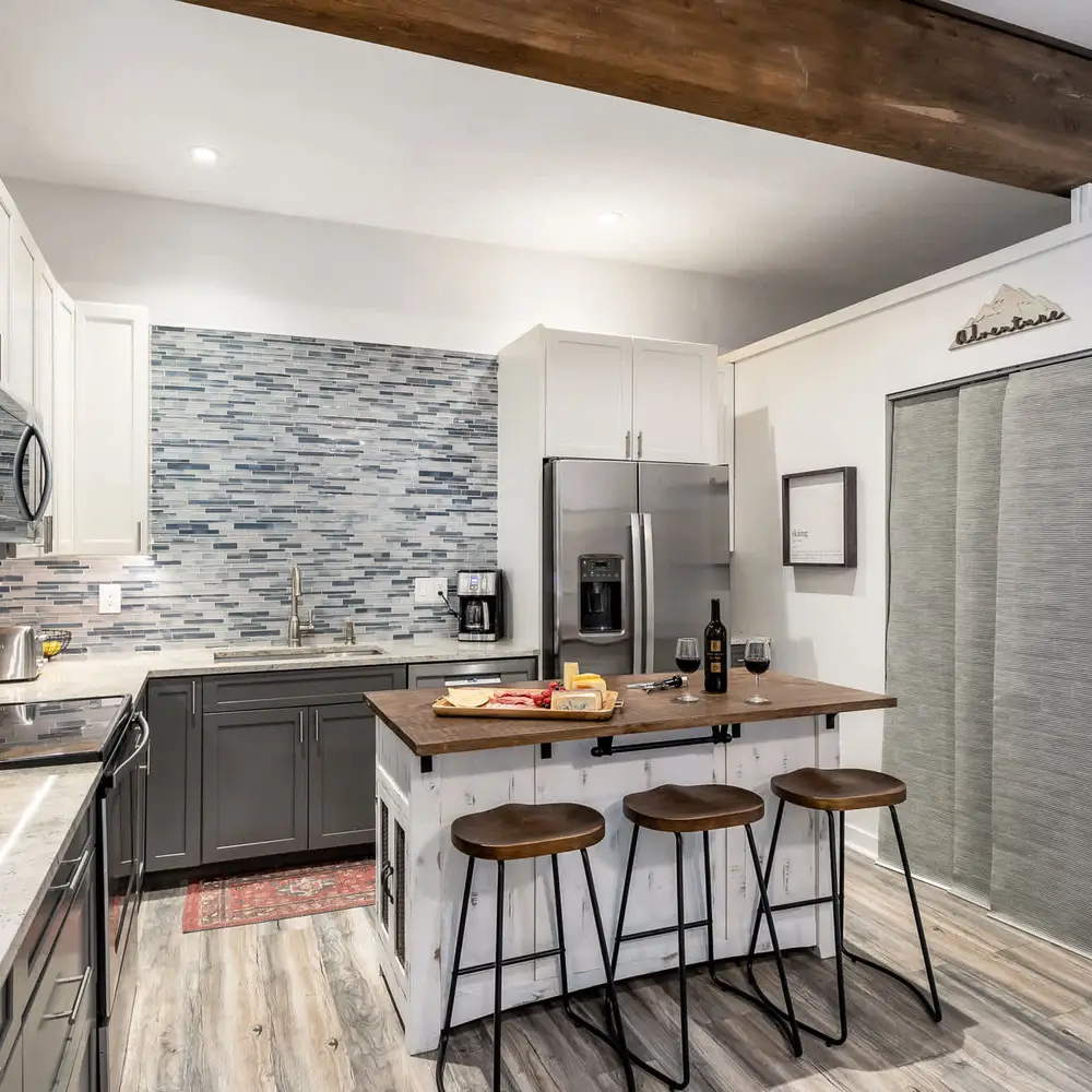 Kitchen with stainless steel appliances