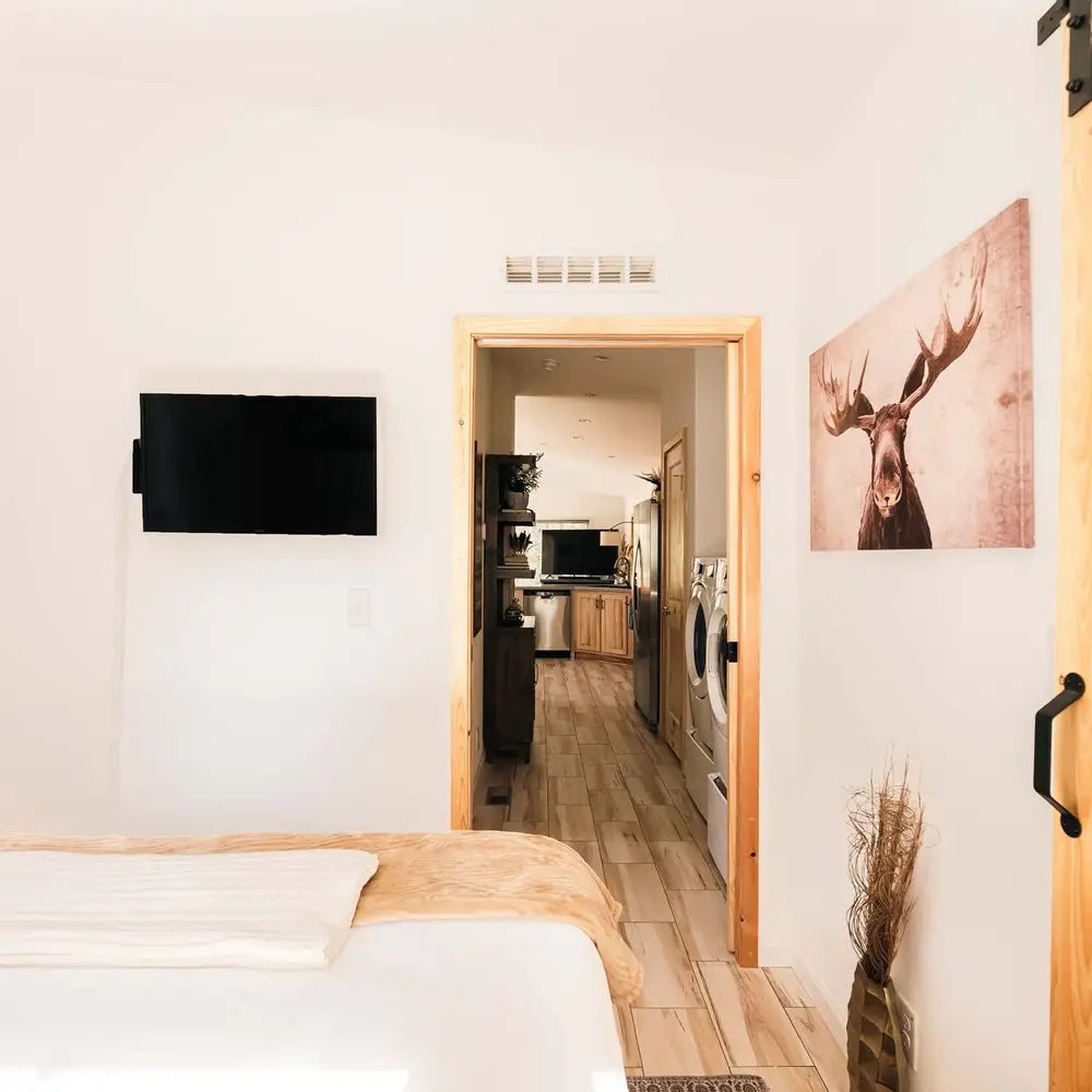 Bedroom has a TV