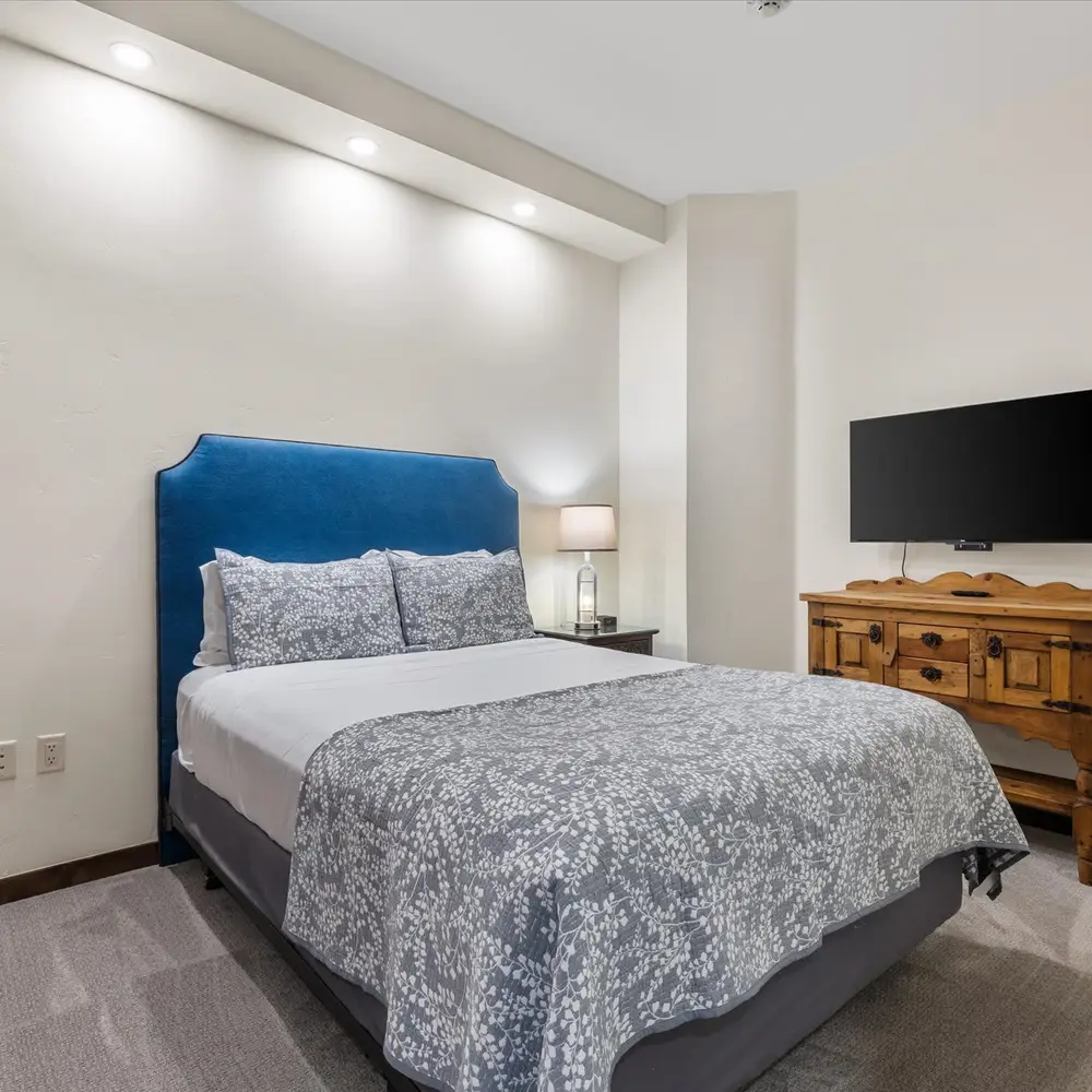 Bedroom 2 with queen bed and Roku TV
