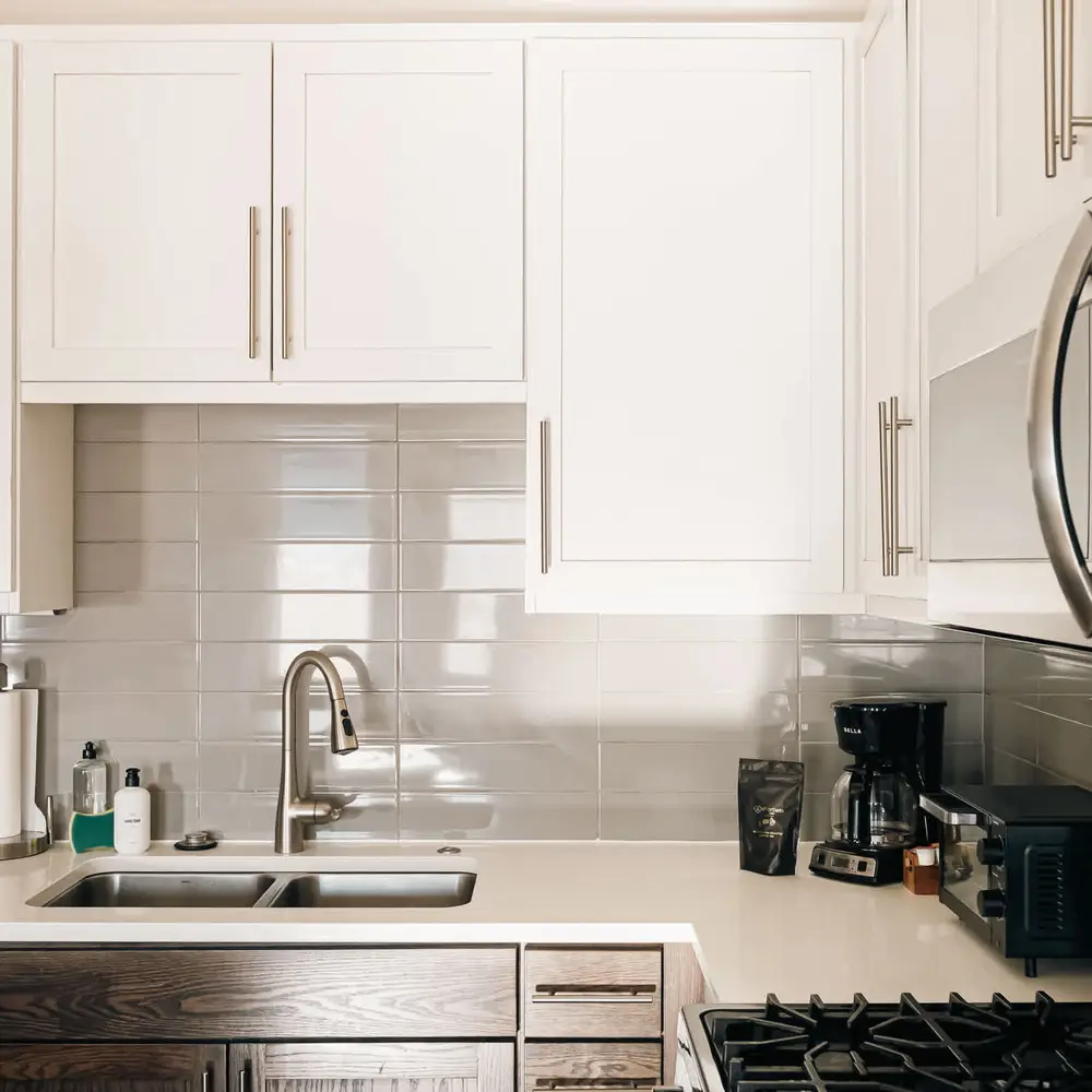 Kitchen with all stainless steel appliances