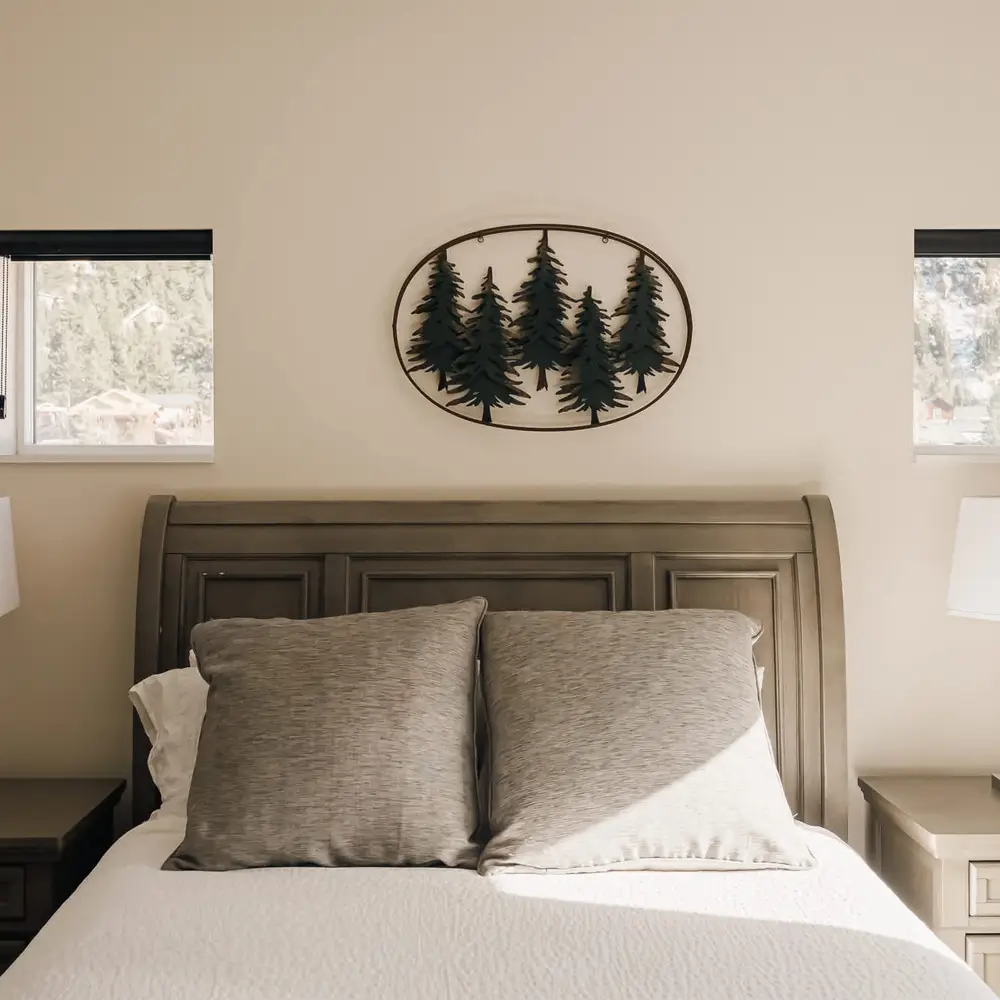 Queen bed in the primary bedroom
