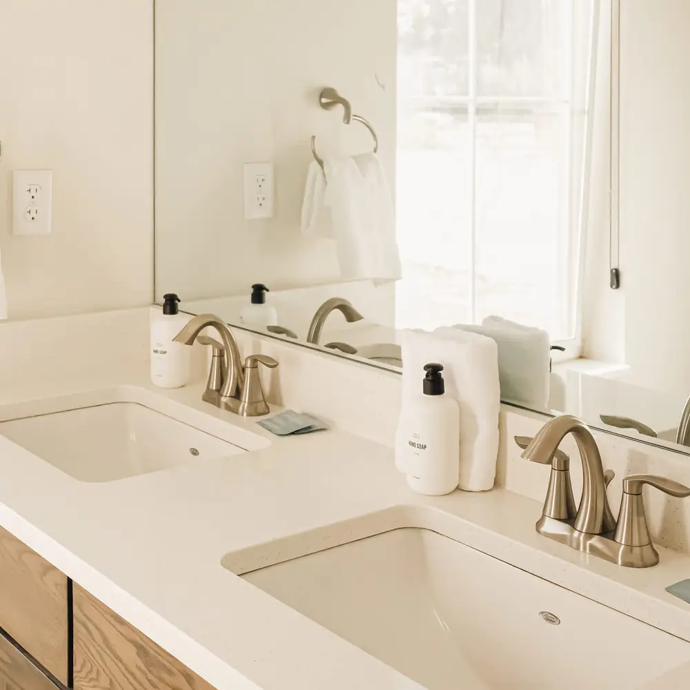 Dual vanities in the primary ensuite bathroom