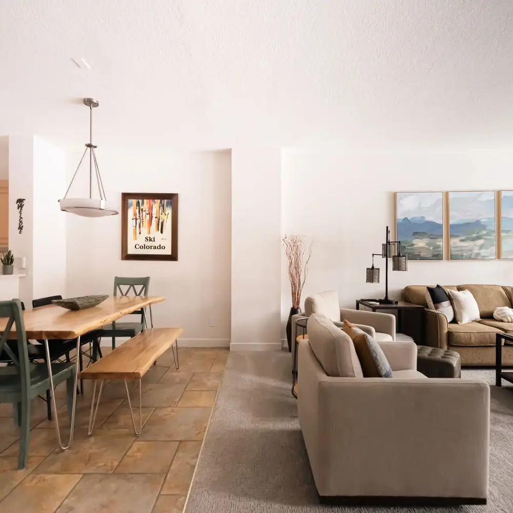 Living and dining areas