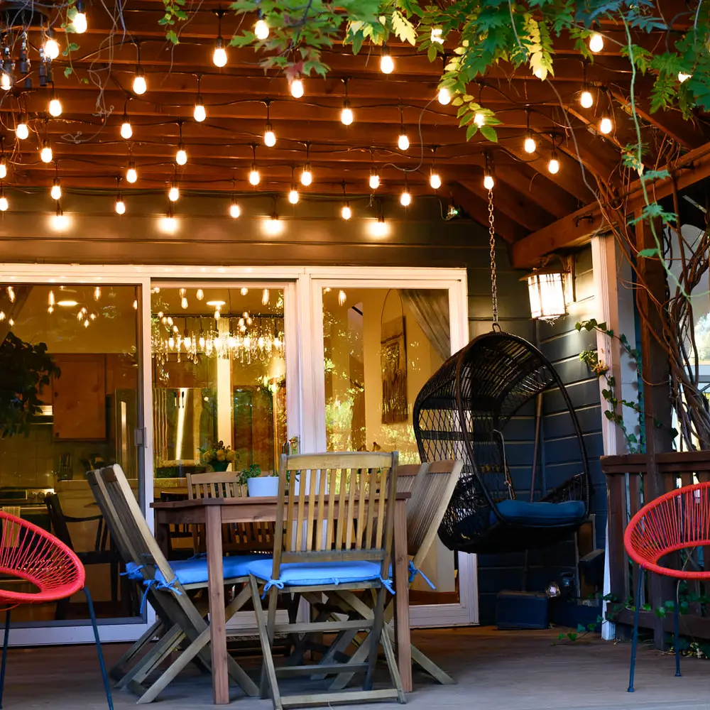 Covered patio with seating