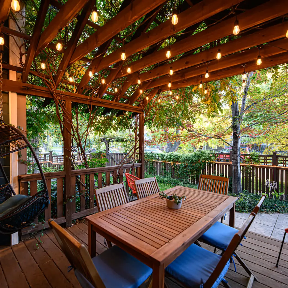 Covered patio with seating