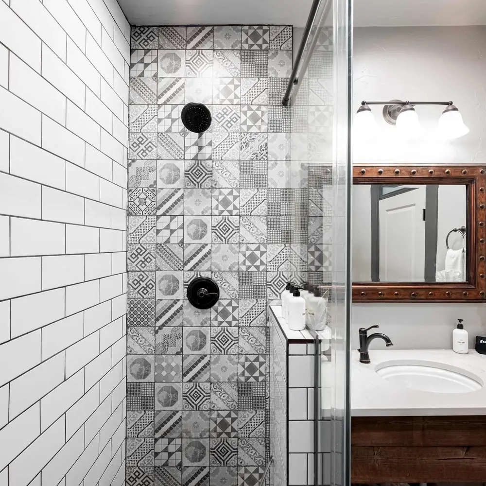 Bathroom with large walk-in shower