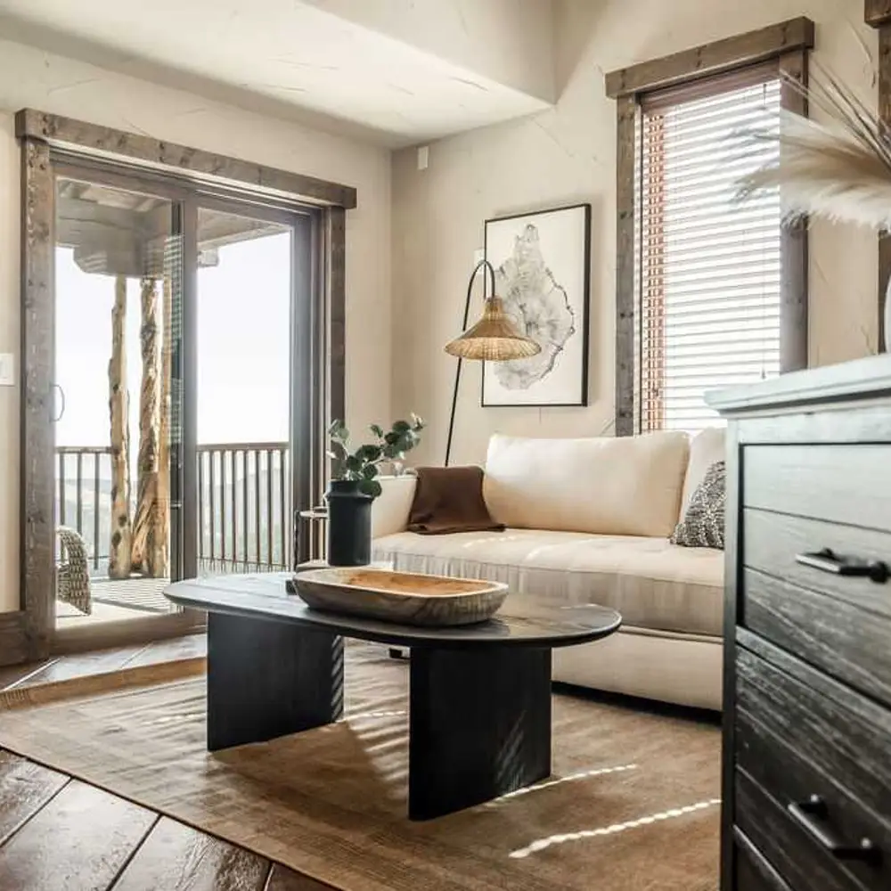 Office with workspace, queen-size sleeper sofa, private balcony, and private half bathroom