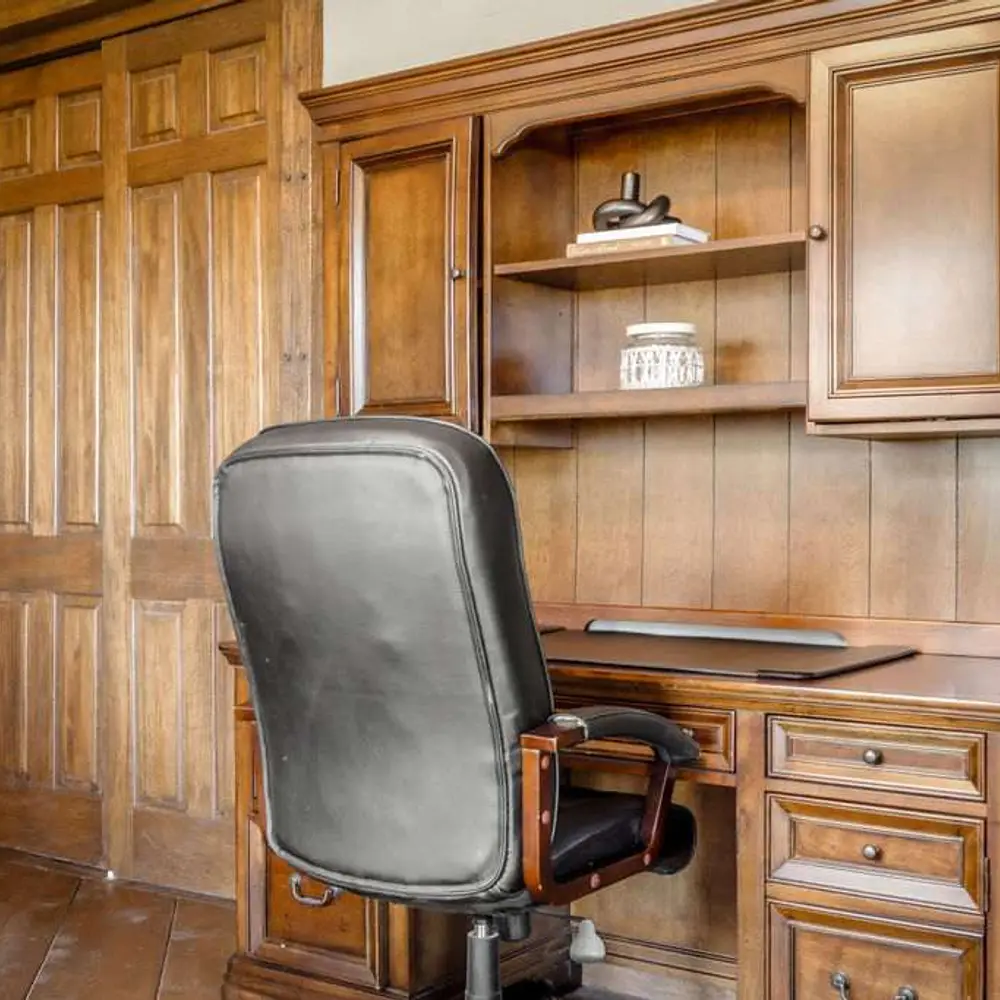 Office with workspace, queen-size sleeper sofa, private balcony, and private half bathroom