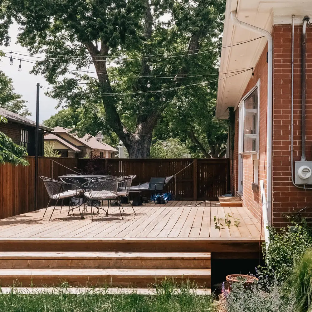 Wooden deck with seating