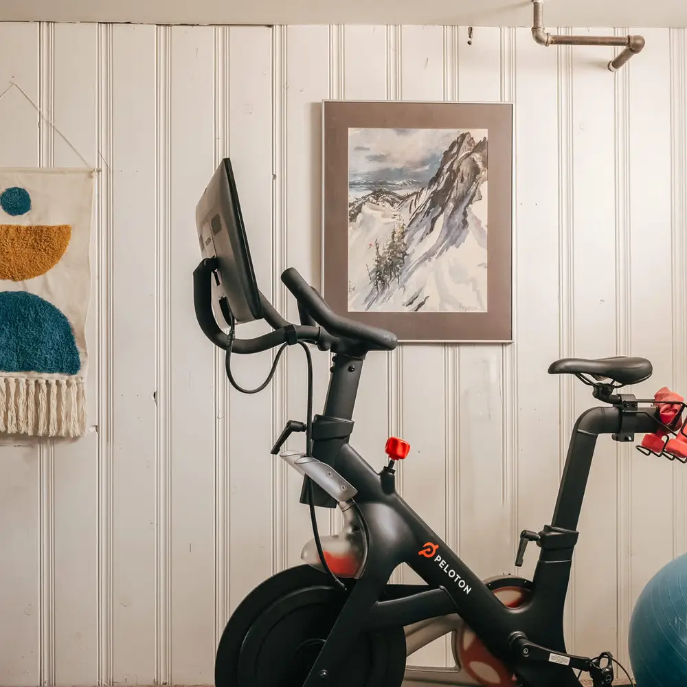 Peloton in basement (subscription not provided)