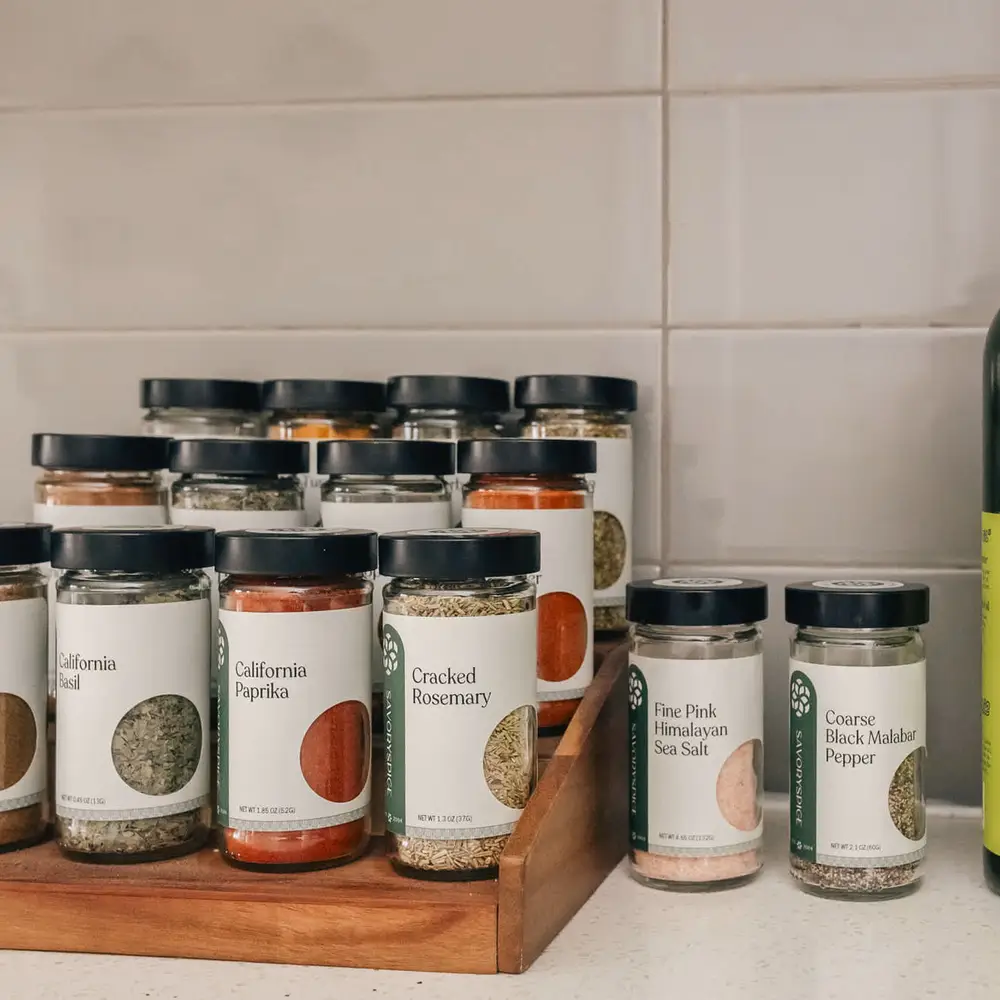 A well seasoned stay, full spice kits and all the seasonings provided by sustainably sourced and fair traded, Savory Spice.