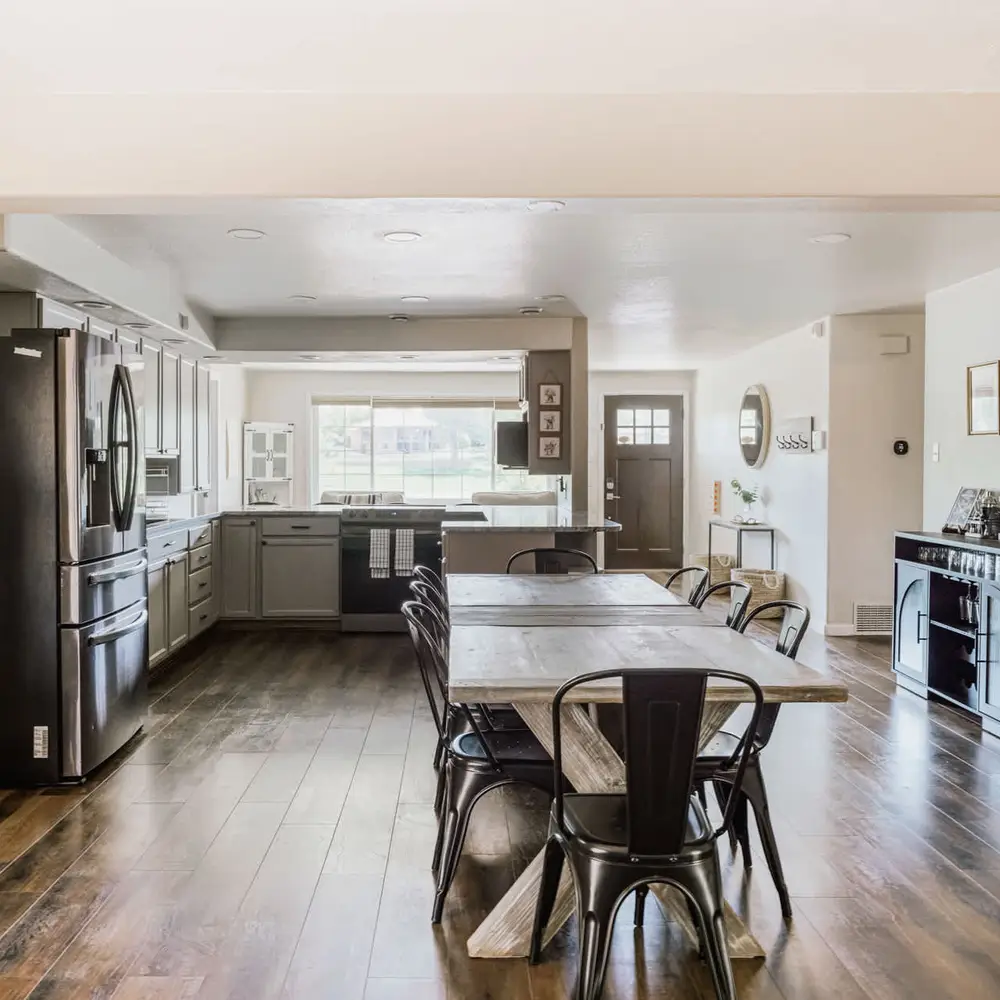 Dining area and kitchen