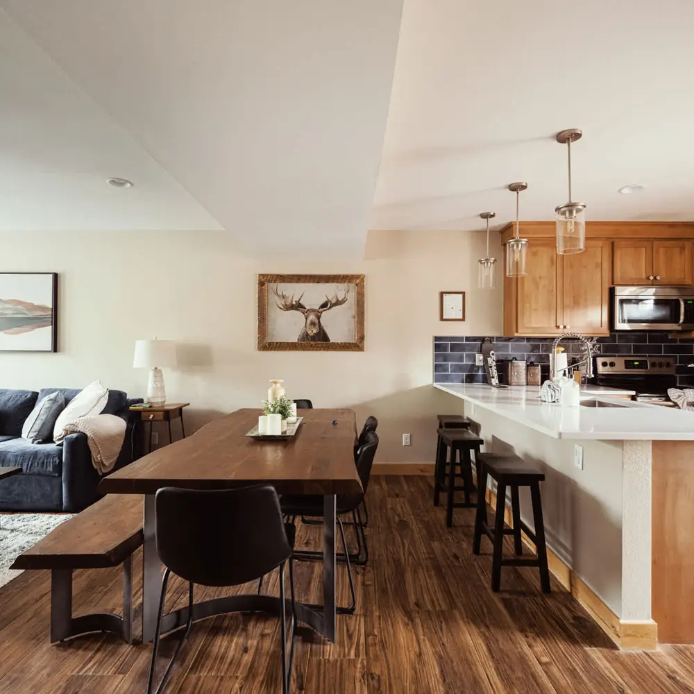 Dining area with open kitchen