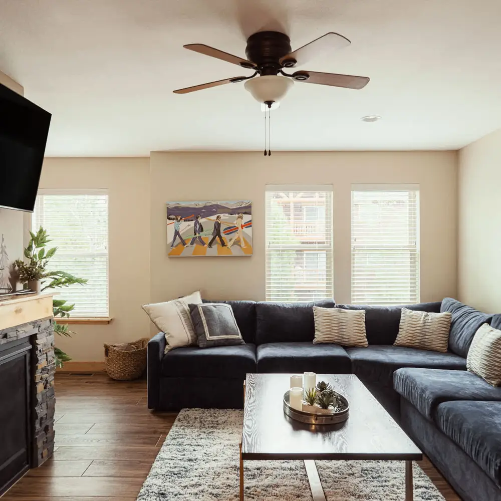 Living area with a large sectional sofa