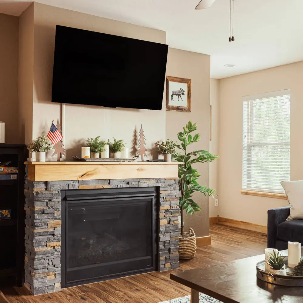 Gas fireplace in the living area