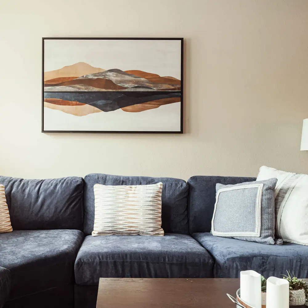 Sectional sofa with a full-size pullout sleeper sofa in the living area