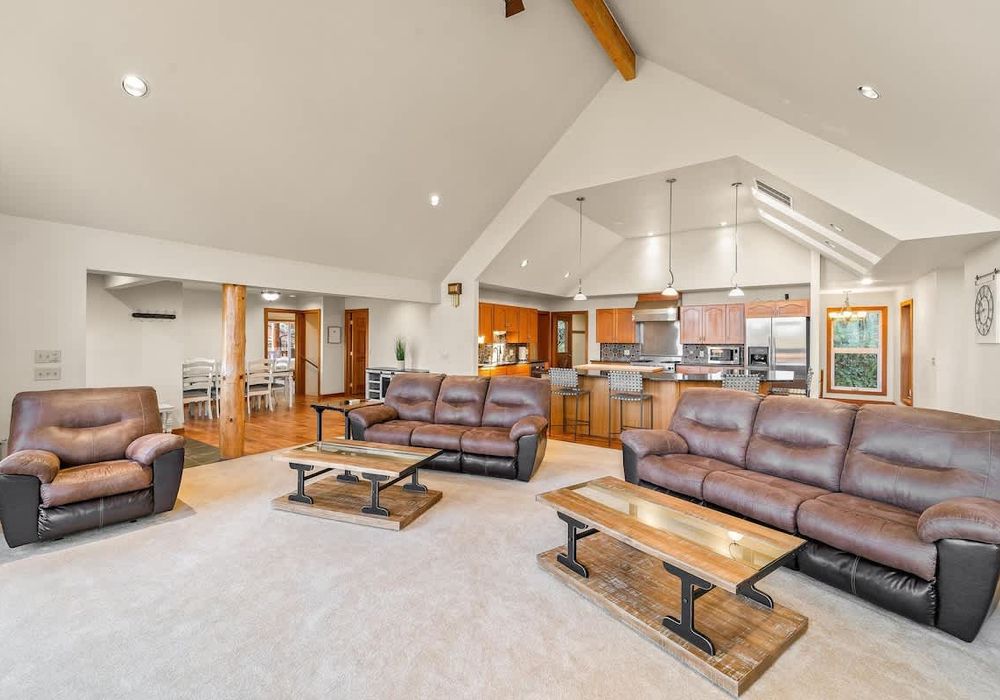 Plenty of seating in the open living room on the main level.