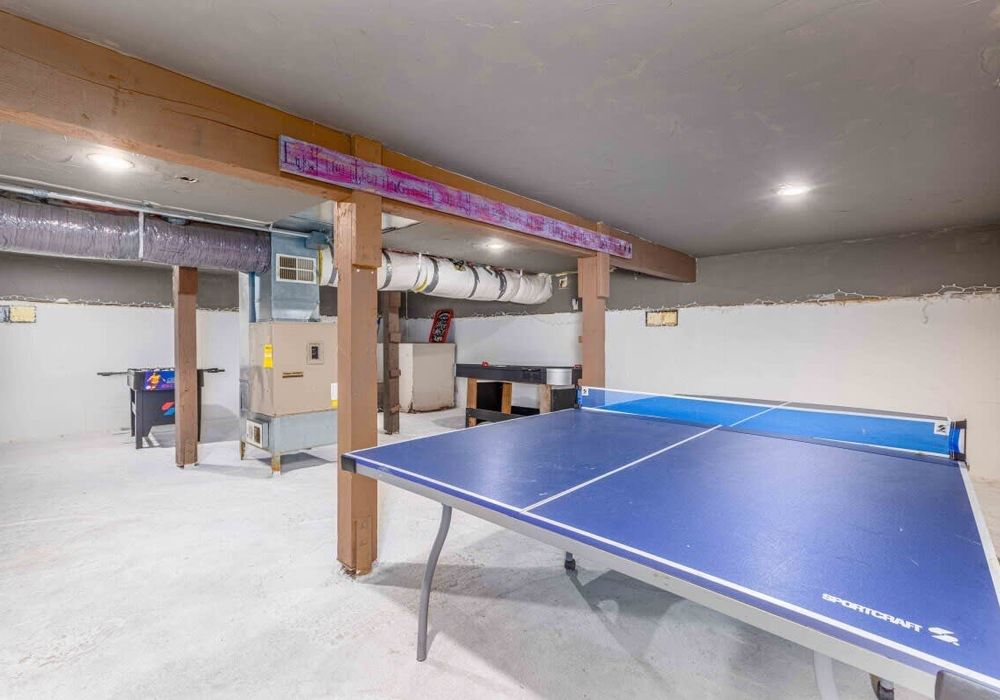 The game room downstairs with foosball, table tennis and air hockey!