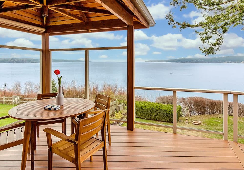 Outdoor dining at it's best with a covered dining area.