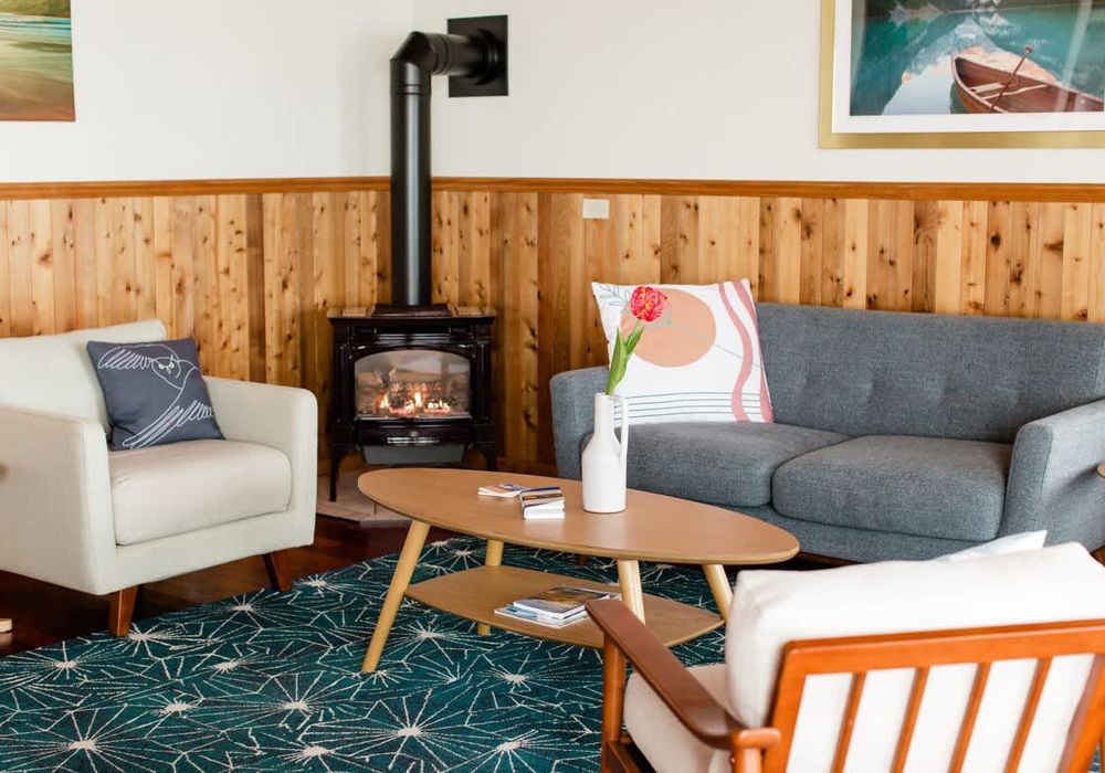 Get cozy and warm by the (gas) fire.