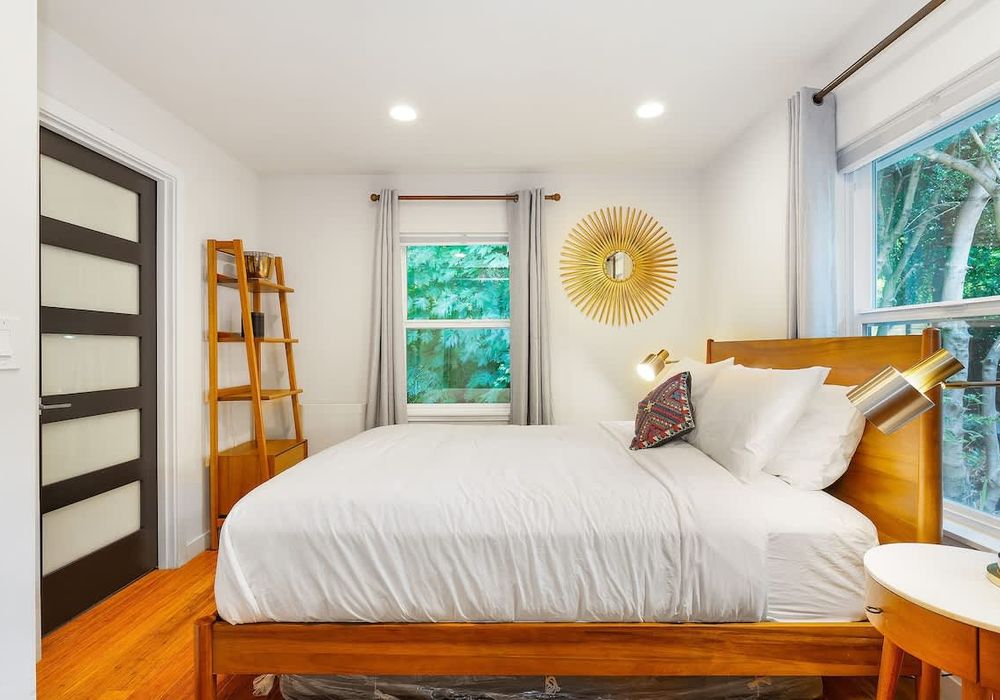 Located on the first floor, retreat into tranquility: our master bedroom offers an oasis of calm for your restful vacation nights.