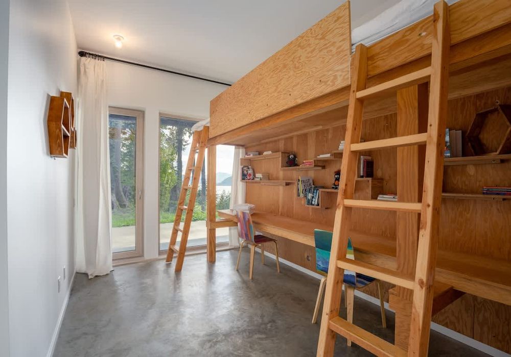 Bedroom #3: Bunk beds large enough for two adults. There are two twin mattresses up there, placed end to end.