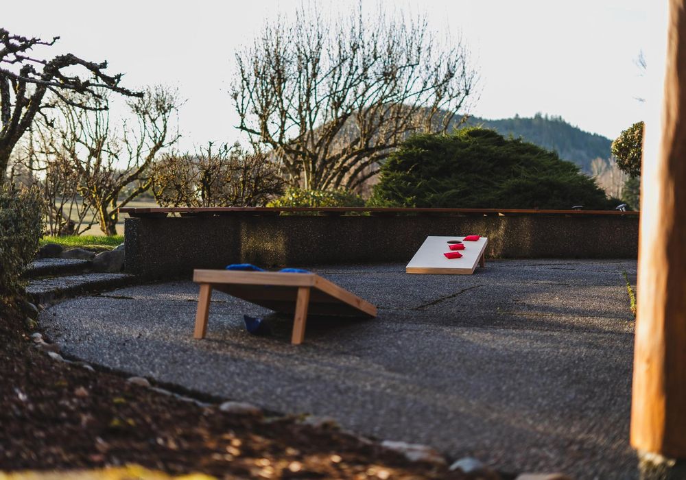 Enjoy some outdoor games at the house including Cornhole.
