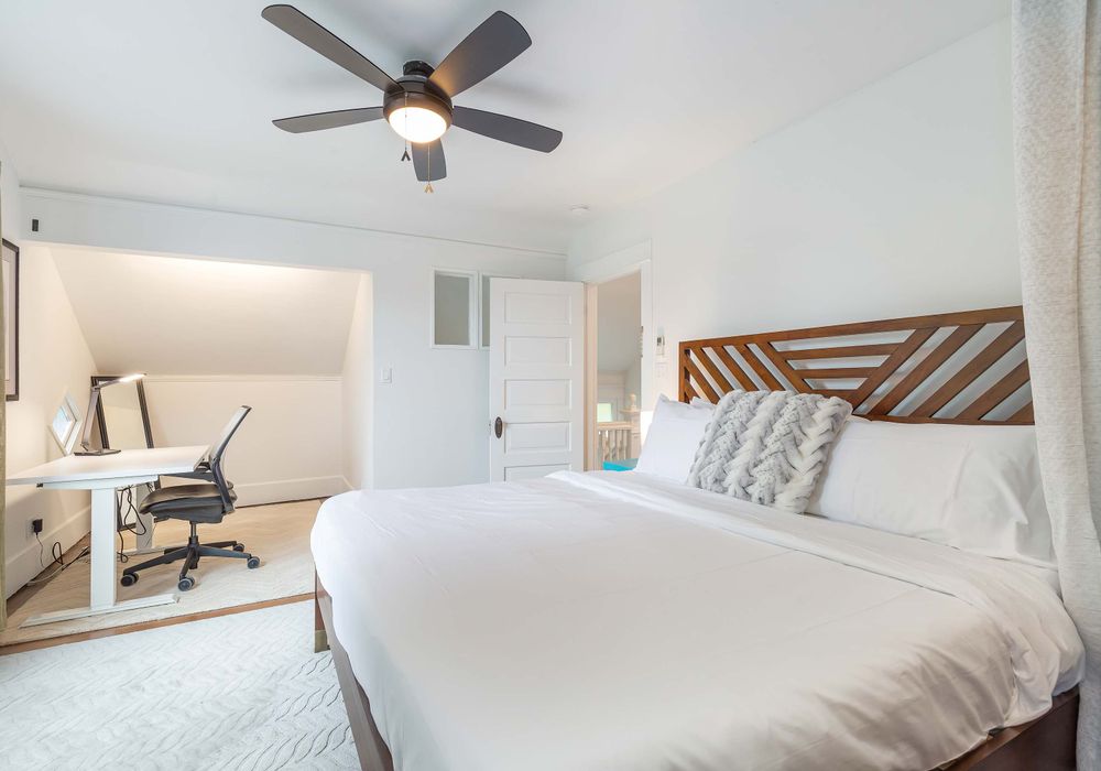 King bed in the primary bedroom