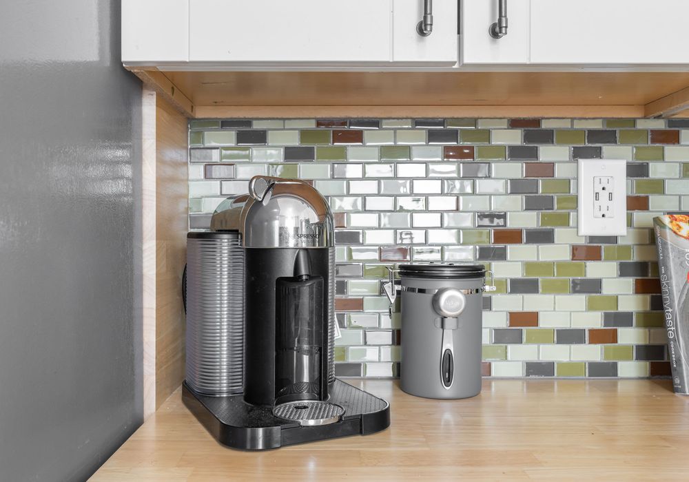 Coffee station stocked and ready for slow mornings.