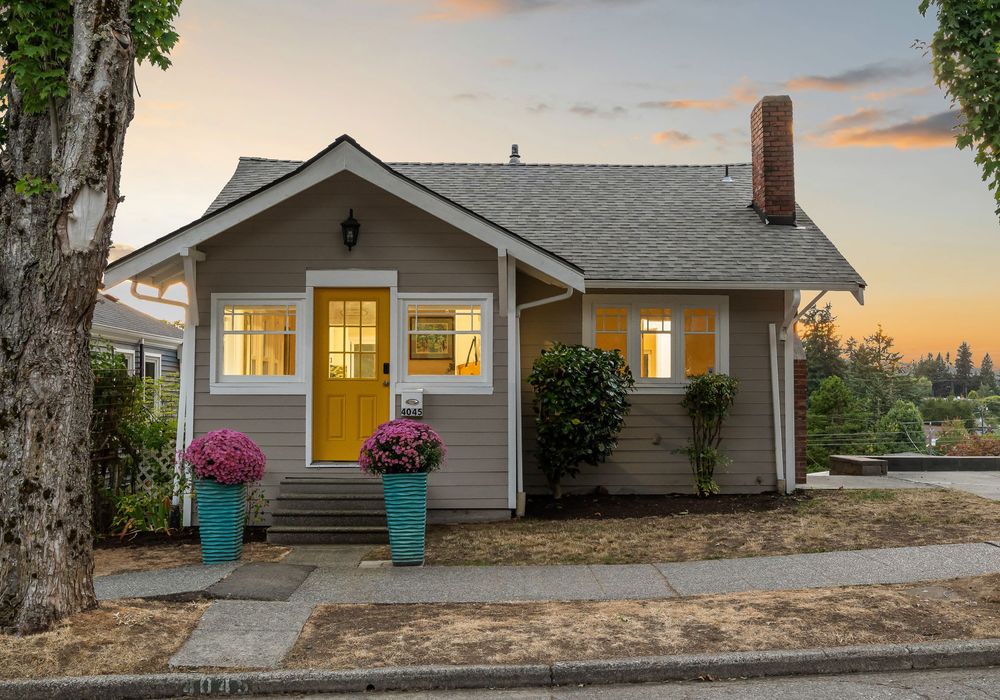 Evening curbside glow — your West Seattle retreat awaits.