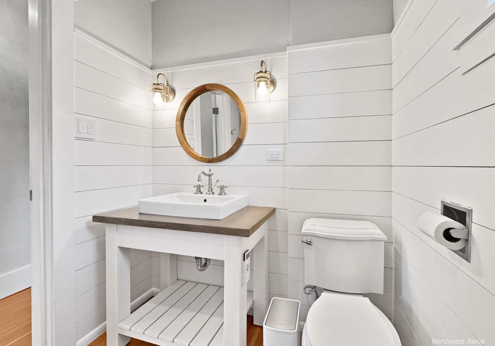 Refresh and recharge in the sparkling, well-appointed bathroom.