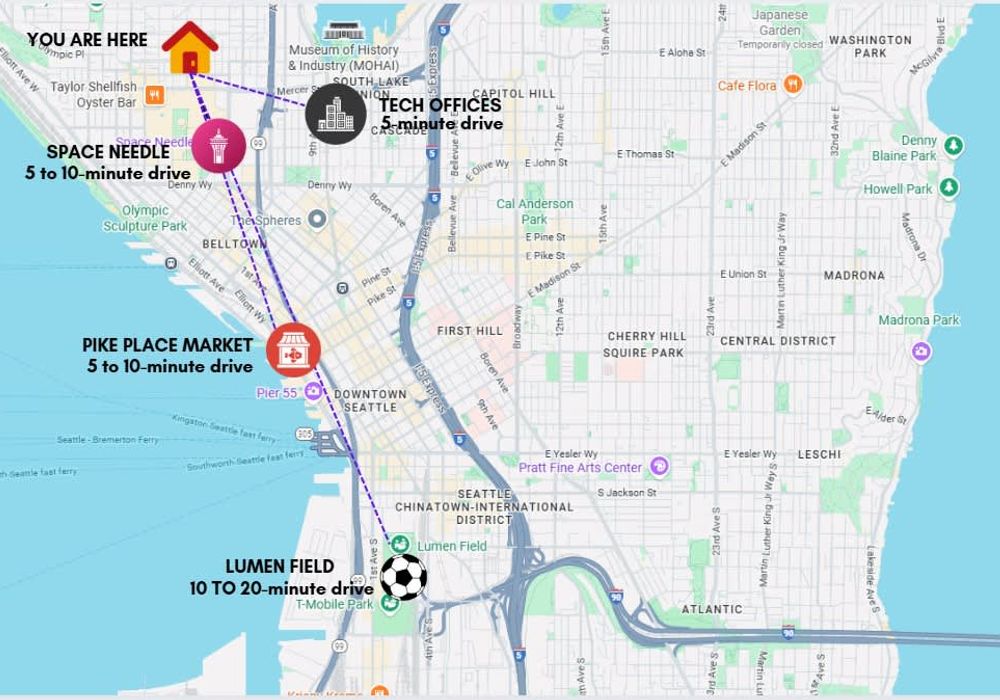 Centrally located and close to Lumen Field for the World Cup.