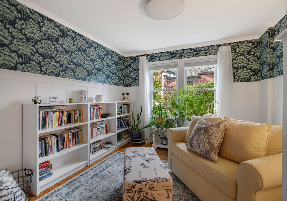 A peaceful corner designed for reading and relaxing.