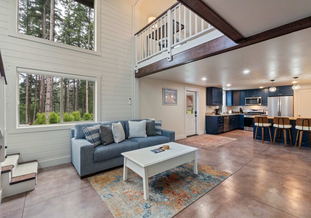 Sunlight pours through the windows, creating a warm and inviting space.