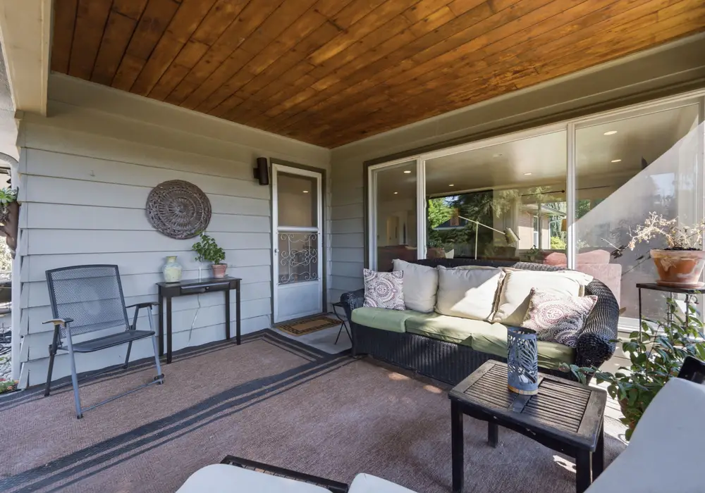 Cozy outdoor seating area perfect for relaxing any time of day.