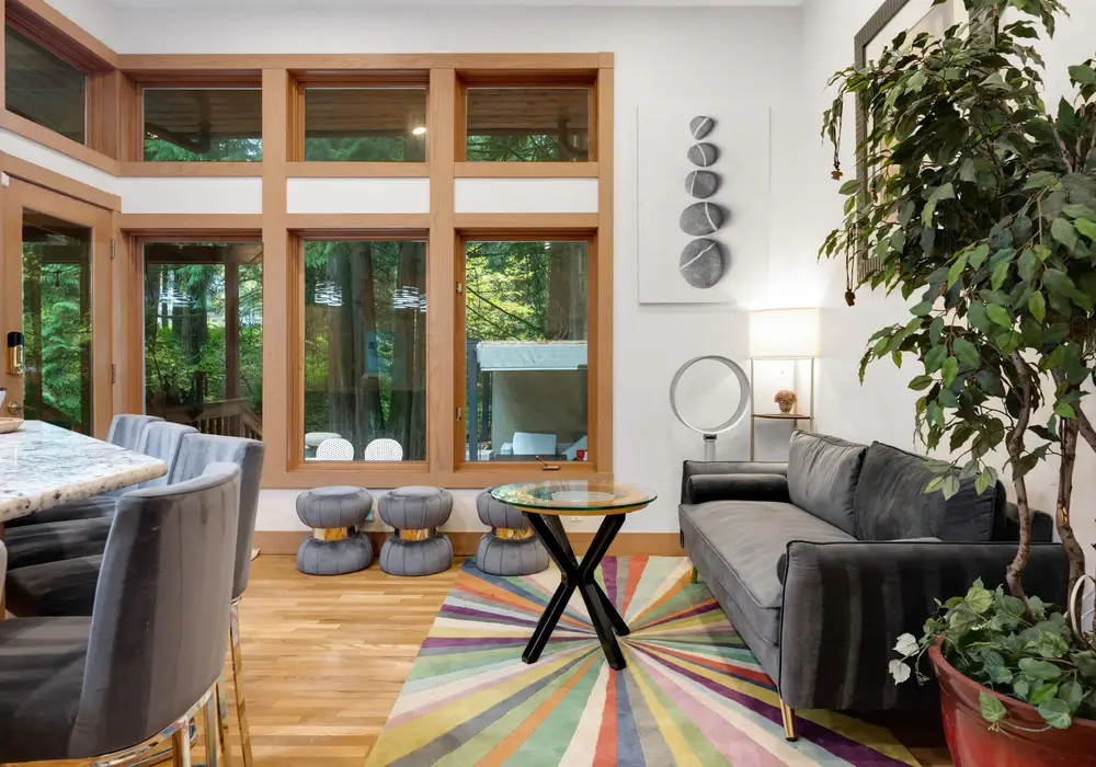 Natural light and leafy views make this a lovely place to relax.