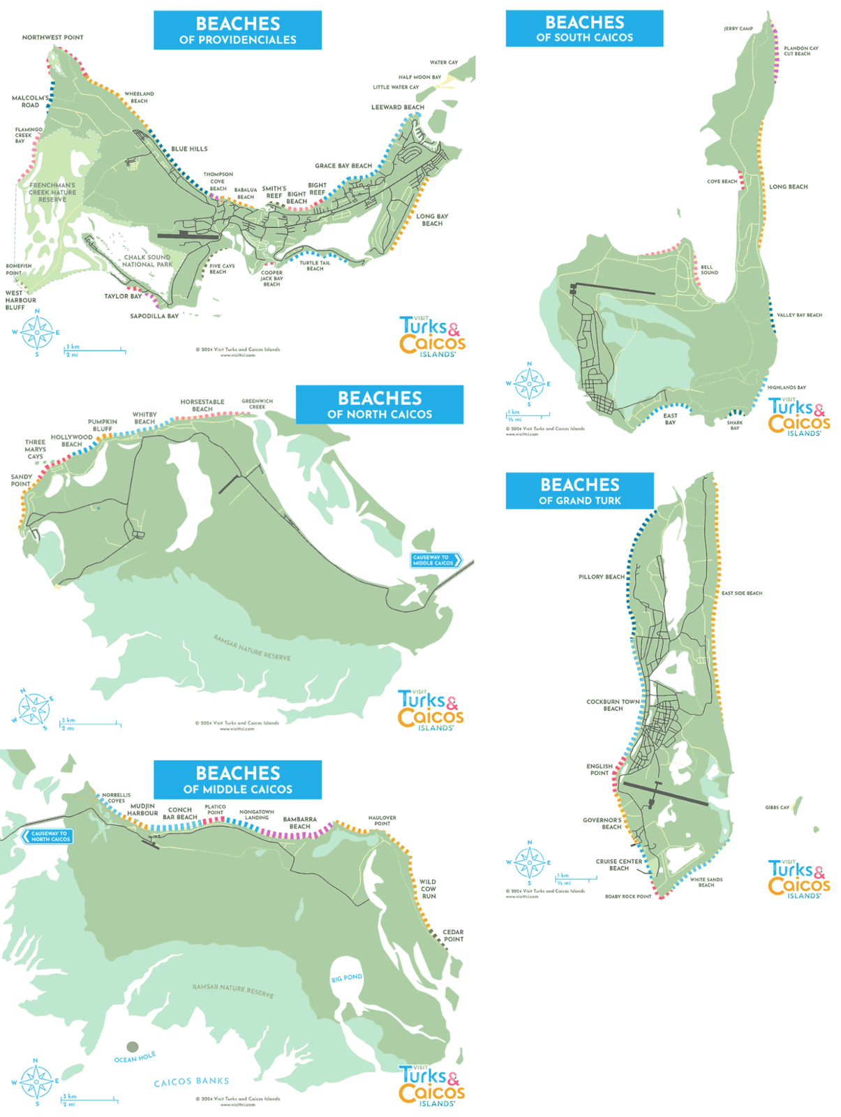 Turks and Caicos Beach map