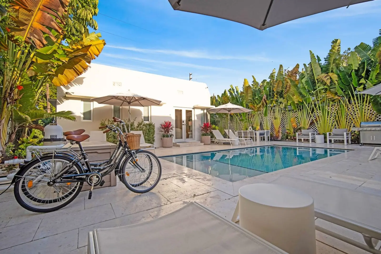 Beach cruiser bikes by the AcquaVilla pool