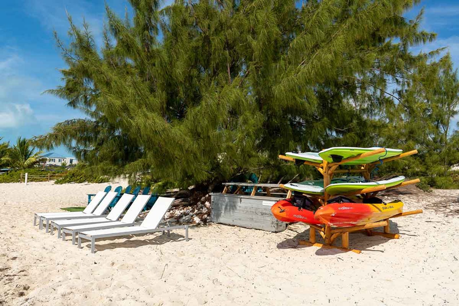 White Villas' paddleboards and kayaks near Long Bay Beach