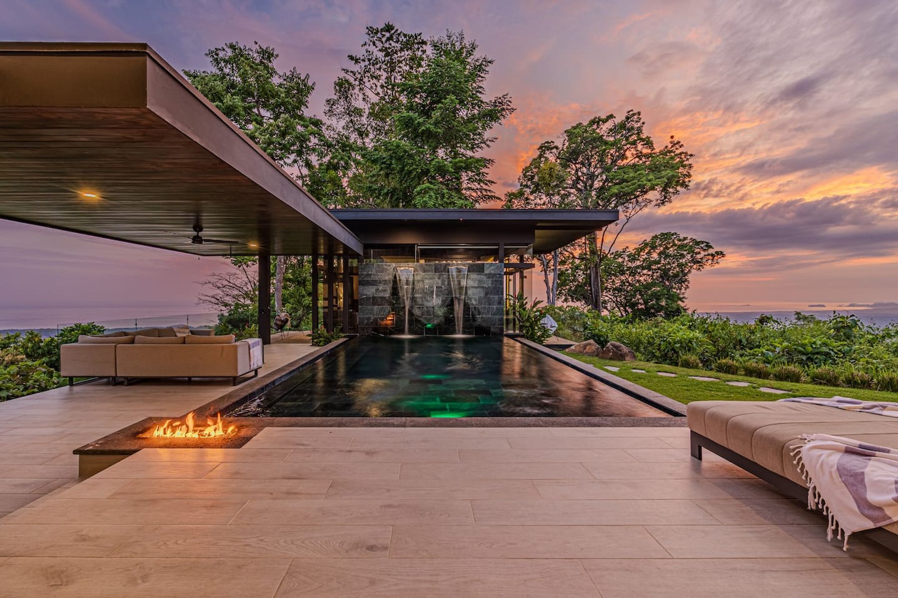 Luxury-Modern Design-Private-Gated-Pool Waterfall