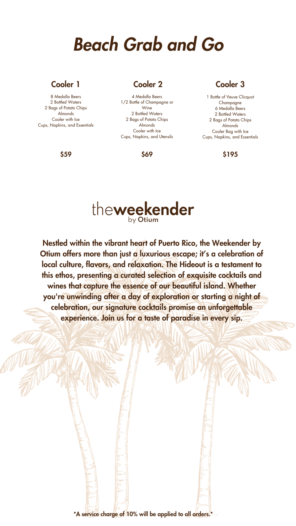 the weekender bar menu