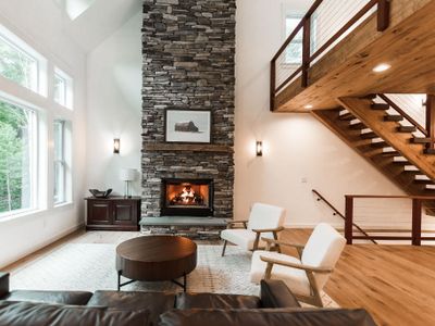 Open concept living space with propane fireplace.