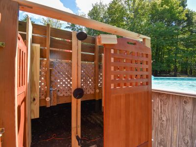 Rinse off under the open sky in the outdoor shower!