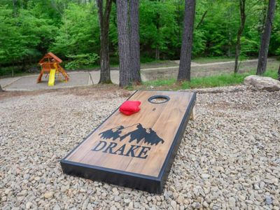 Cornhole is one of the many games you can find at The Drake!