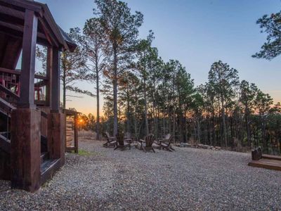 Enjoy the sunset out by the fire.