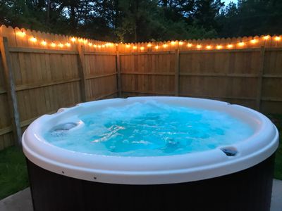 Hot tub available year round! Cleaned and maintained regularly by our management company, Home Sweet Hudson.