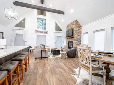 The open concept living room and kitchen!